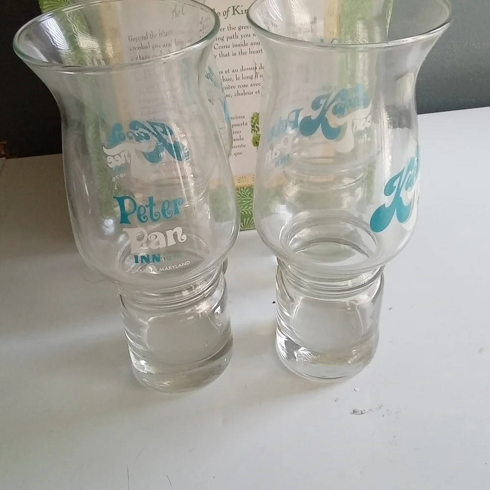 Vintage 1976 Peter Pan Inn Kapok Tree Inn‎ Hurricane Cocktail Glasses Set of 4